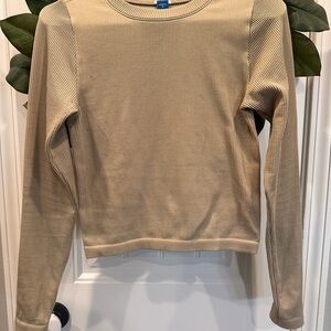 Ribbed Beige Long Sleeve Top